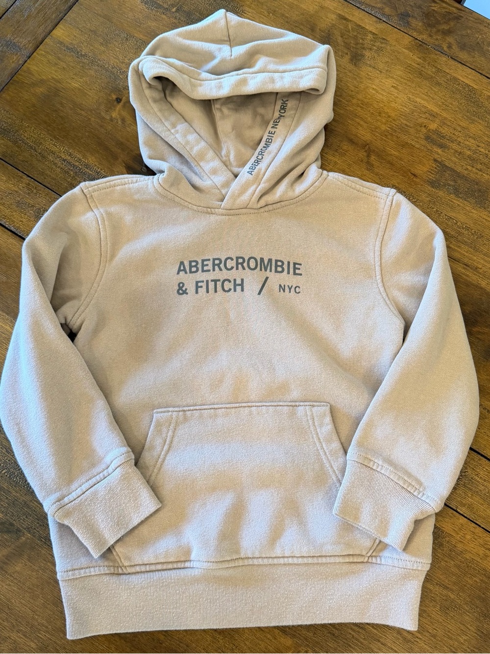 abercrombie kids Cream Logo Hoodie Sweatshirt